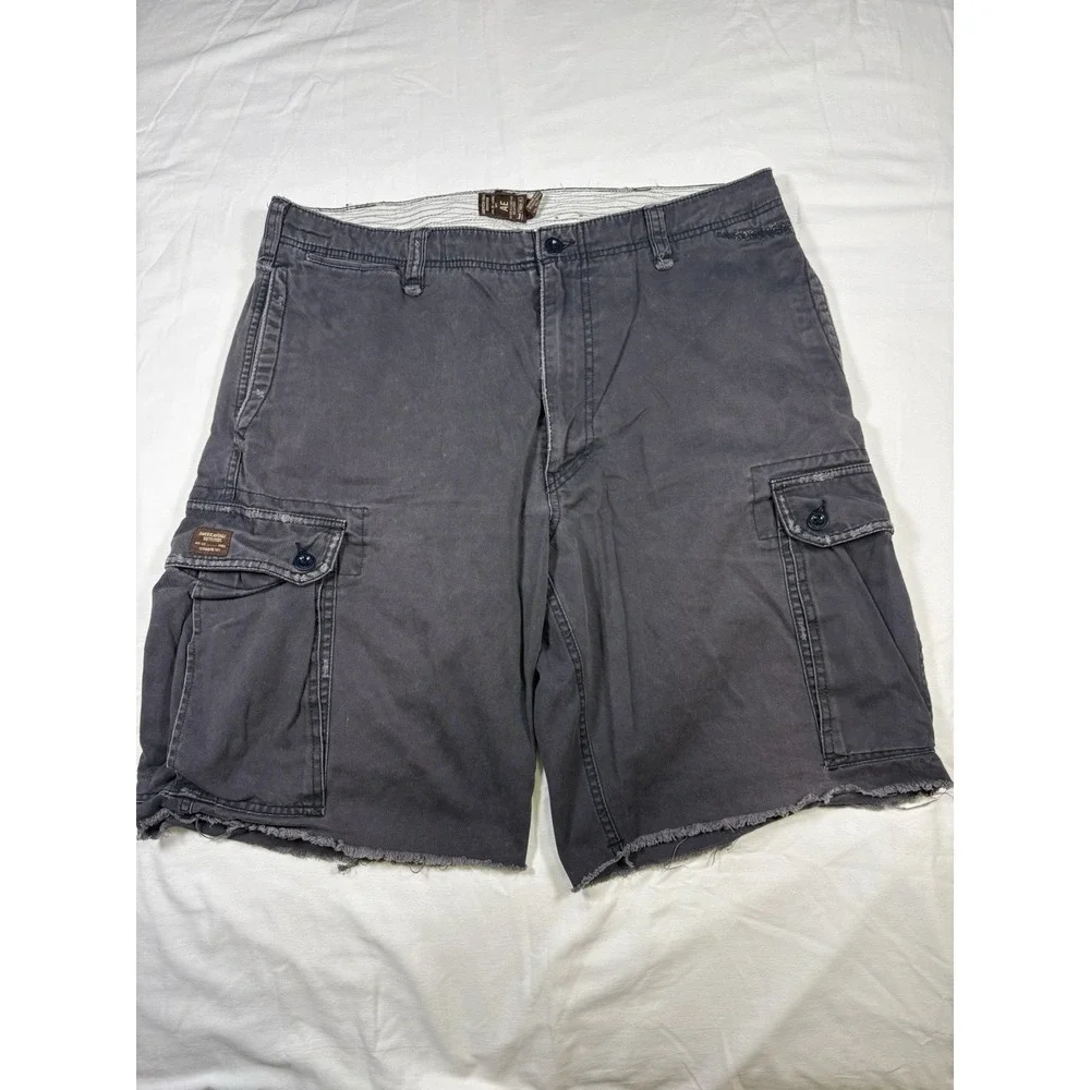 American Eagle Brown Faded Distressed Cargo Short Vintage 90s 36